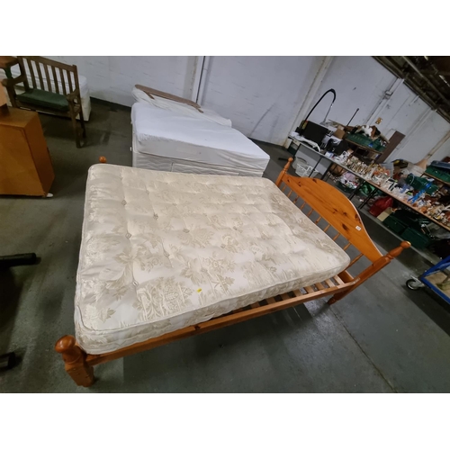 475 - Pine double bed and mattress