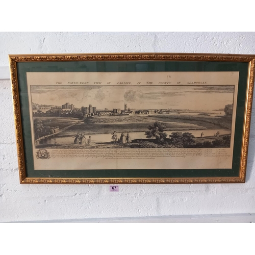 67 - An early framed etching of Cardiff