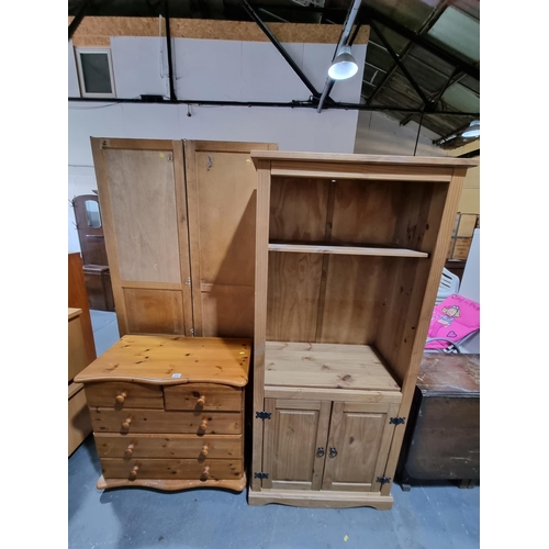 322 - Pine cupboard and a 2 over 3 chest of drawers