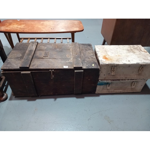 136 - An ammunition box and two metal boxes