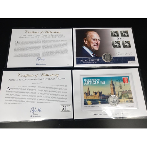 211 - Westminster Mint - Prince Phillip 95th Birthday 5 pound silver proof cover and The Triggering of Art... 