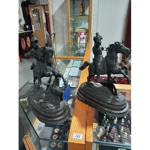 222 - Two Spelter figures - warriors on horseback