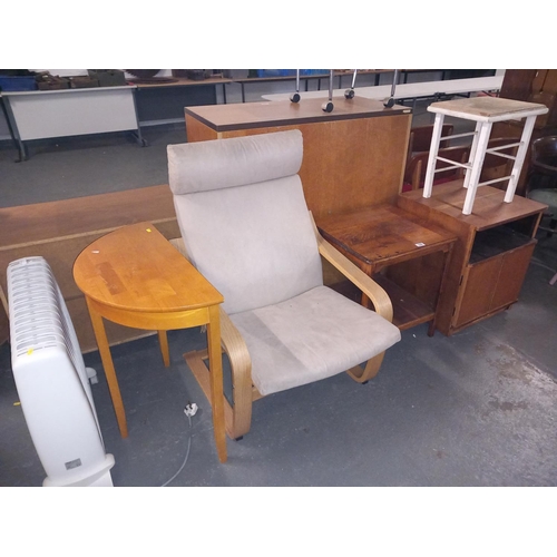 Mixed furniture to include side tables ikea chair oil heater etc