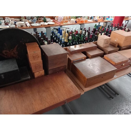 17 - A collection of wooden boxes and a service tray