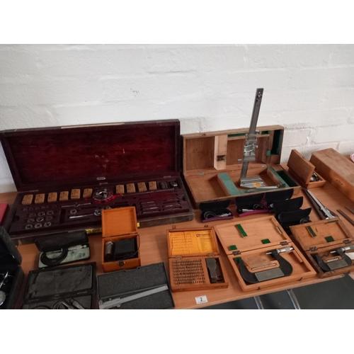 2 - Engineering tools to include a large set of taps and dies - Henry L Hanson - in original wooden box,... 