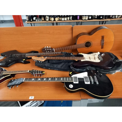 53 - A Stag Mandoline Encore electric guitar, Gear 4 Music electric guitar, Arianna acoustic guitar and o... 