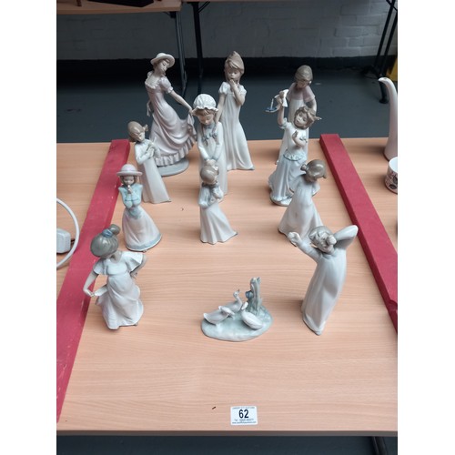 62 - Twelve Lladro and Nao figurines