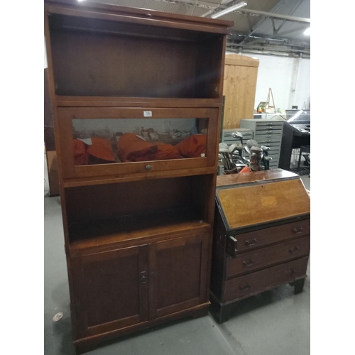 308 - Oak bureau and mahogany bookcase