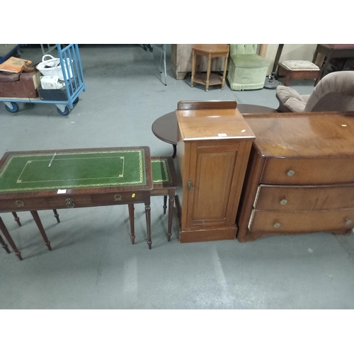 311 - Mahogany chest of drawers, mahogany nest of tables etc