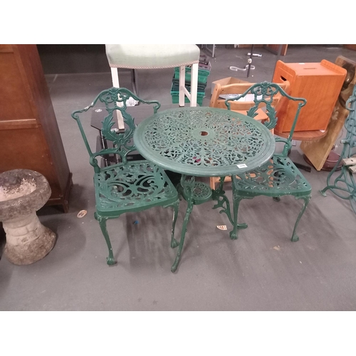 316 - Metal garden table and 2 chairs