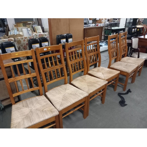 327 - 6 pine dining chairs