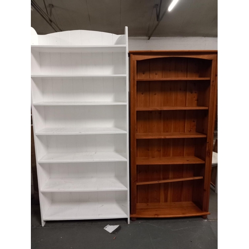 340 - A pine bookcase and a white bookcase