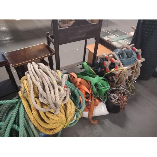 362 - Selection of various ropes, boat ladders, chains, etc