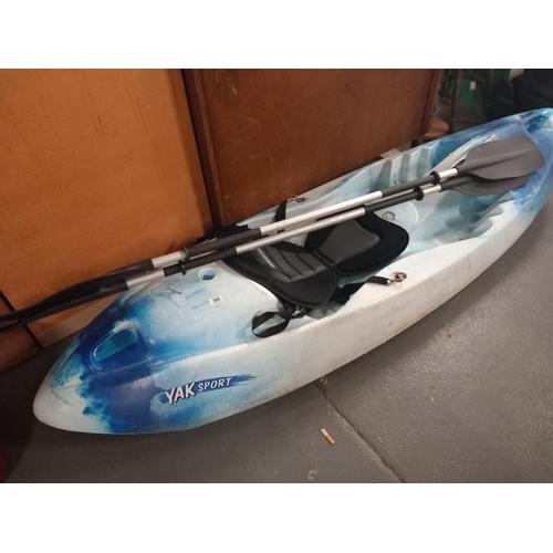 366 - A Yak Sport sea kayak with spare oars