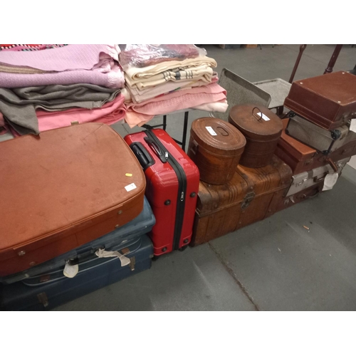 371 - Collection of suitcases and metal trunks