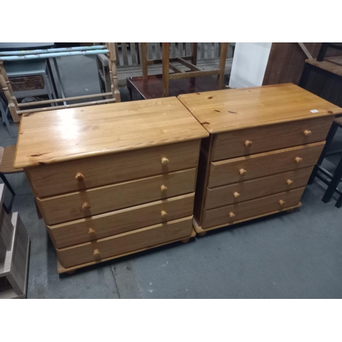 377 - 2 x 4 drawer pine chests of drawers