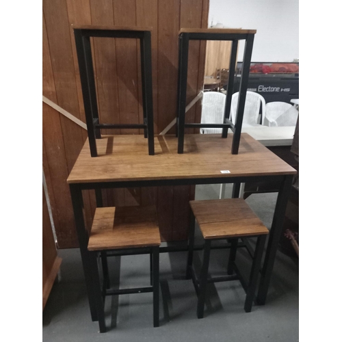 378 - Oak effect table and 4 matching stools