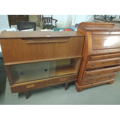 390 - A pine bureau and a teak bureau