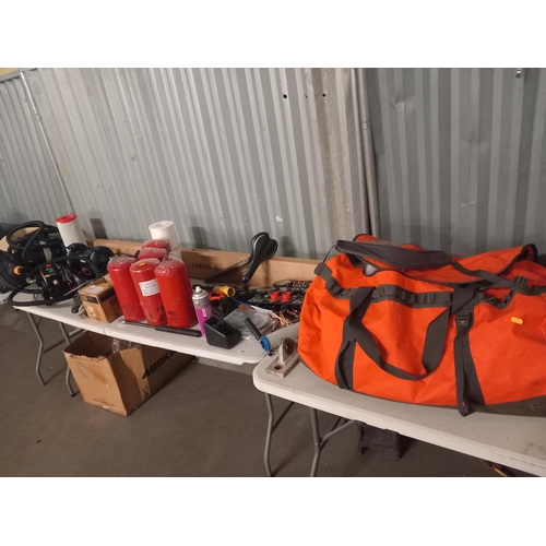 434 - Marine items to include hoists, pump, oil filters, rope, etc