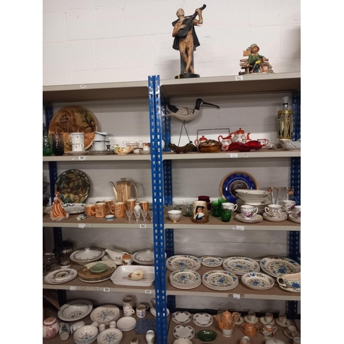 486 - 9 shelves of household items to include china, glass, etc