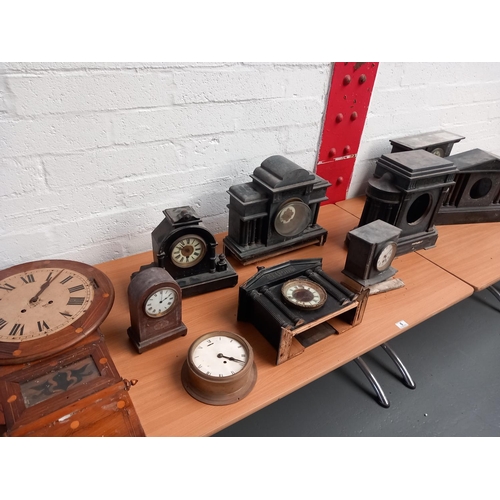 6 - A collection of mantle clocks wooden and slate - all for repair or spares