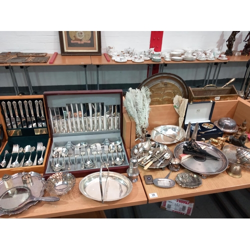 34 - Silver plated cutlery, bowls, trays and other metalware