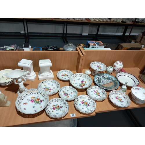 38 - Decorative household china including Schumann Dresden lace plates and bowls