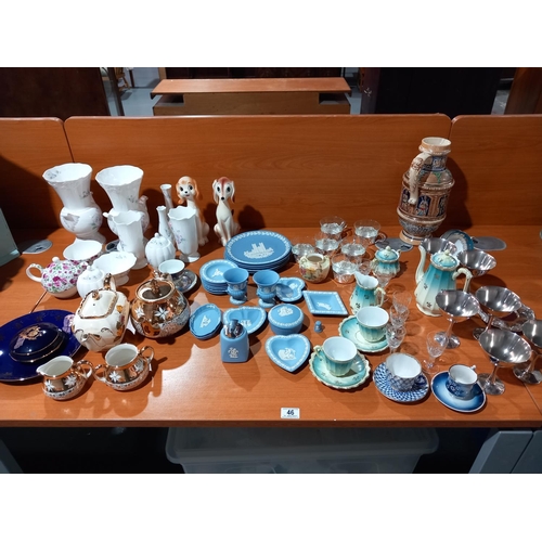 46 - Decorative household china - cabinet cups, Royal Worcester, Russian cup, Wedgwood etc