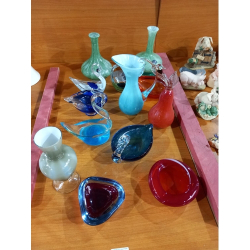 70 - Art glass vases, pin dishes etc