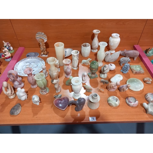 72 - Soapstone and Onyx vases carvings and ornamental pieces