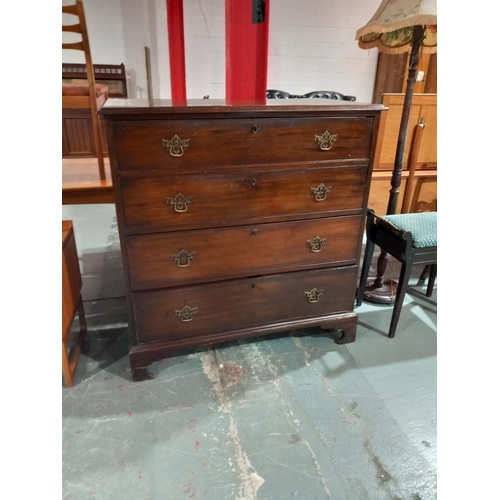 121 - An early mahogany chest of drawers on bracket feet