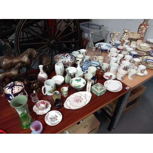 87 - Decorative household china and glassware - bronze effect sculptures - bunnykins - Royal Doulton etc