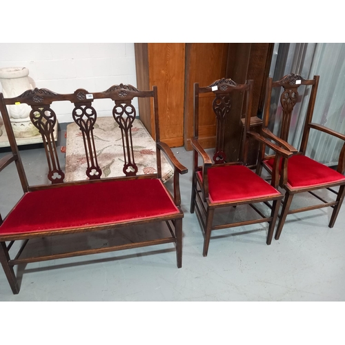 149 - An Edwardian parlour suite consisting of a two seater and two armchairs