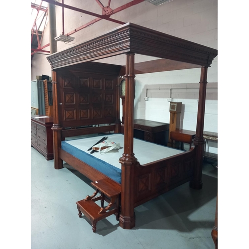 158 - A mahogany four poster bed

The frame measures:
Height - 88 inches
Width - 69 inches
Length - 93 inc... 