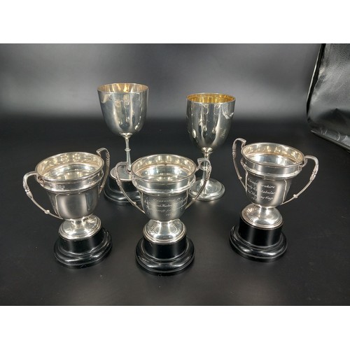 200 - Five hallmarked silver trophies - all with inscriptions for Gloucester Constabulary and are sporting... 