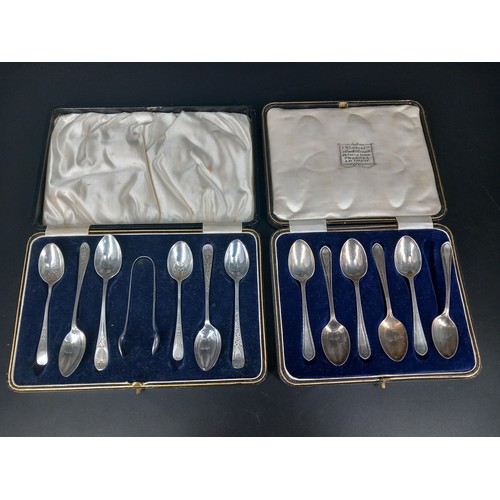 223 - Two boxed sets of hallmarked silver teaspoons - one being James Dixon and Sons Sheffield (silver wei... 