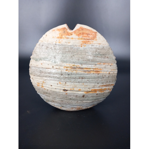 234 - An Alan Wallwork (B1931) stoneware pottery pebble vase with incised AW mark - 18cm high. Some damage... 