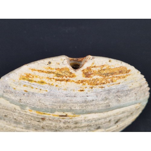 234 - An Alan Wallwork (B1931) stoneware pottery pebble vase with incised AW mark - 18cm high. Some damage... 