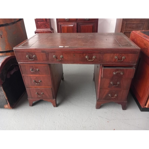 159 - A twin pedestal desk with leatherette insert