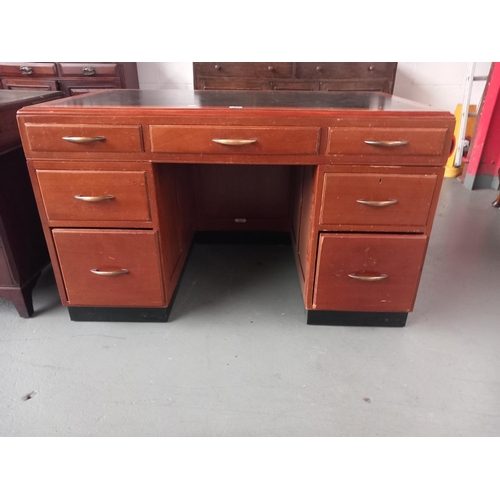 160 - A H.Baldock & Sons Ltd twin pedestal desk with leatherette insert