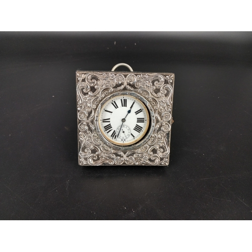200 - A Goliath pocket watch in silver and blue velvet travel case