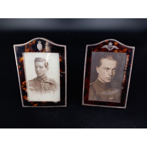 203 - A pair of silver and tortoise shell picture frames - London hallmarks. Charles and Richard Comyns an... 