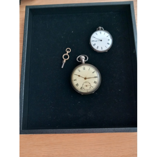 224 - A gents Dennison Hallmarked silver pocket watch and a ladies white metal pocket watch (untested)