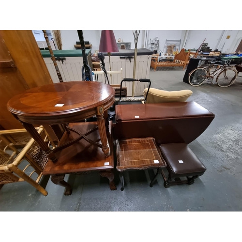 352 - 2 mahogany side tables, mahogany drop leaf table and a nest of tables