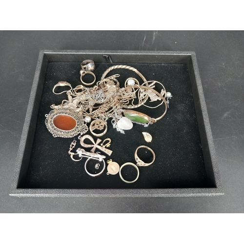 221 - Silver jewellery - chains, rings, bangles etc 146 grams