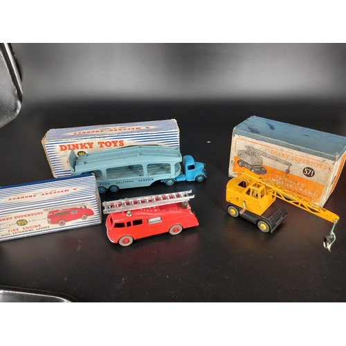 228 - A boxed Dinky Supertoys 955 fire engine with extending ladder (very good condition), a Dinky 982 box... 