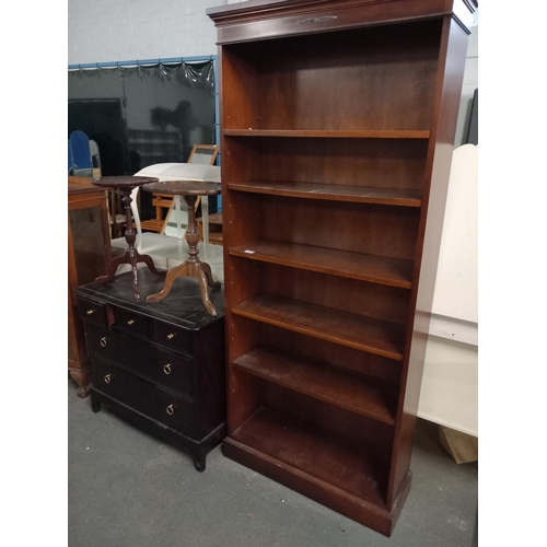 430 - An oak bookcase, Stag cabinet and 2 side tables