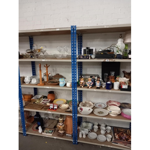 300 - 8 shelves of china, ornaments and glassware etc