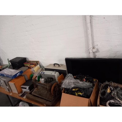 313 - Quantity of electricals to include a TV, sewing machines, electric fire, 2 hoovers etc