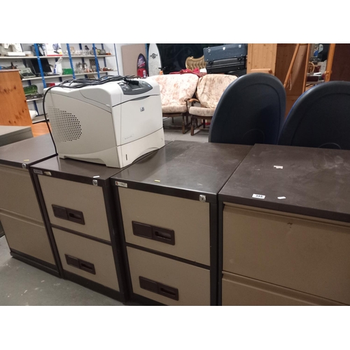 355 - 4 metal filing cabinets and a printer